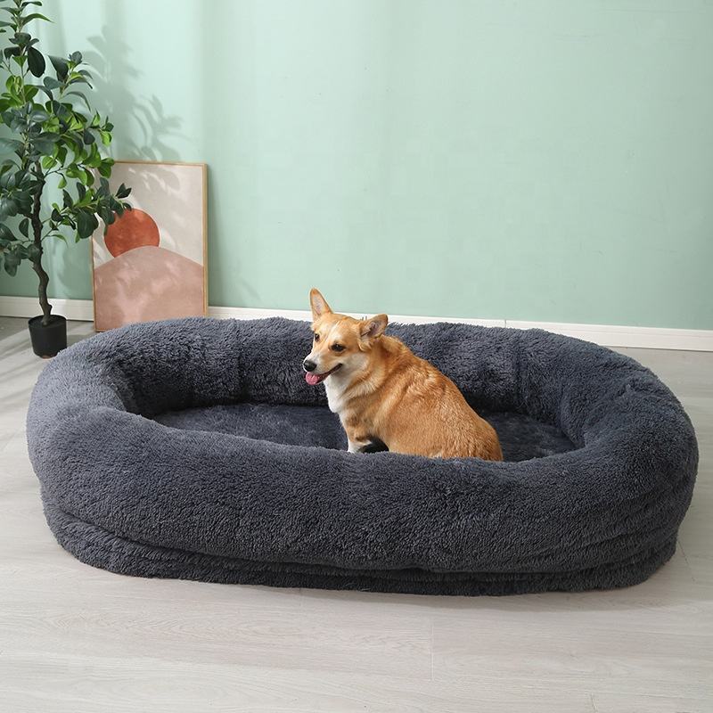 Manufacturer Hot Sale Washable Removable Luxury Giant Large Human Size Scale Fluffy Plush Dog Bed For Large Dog