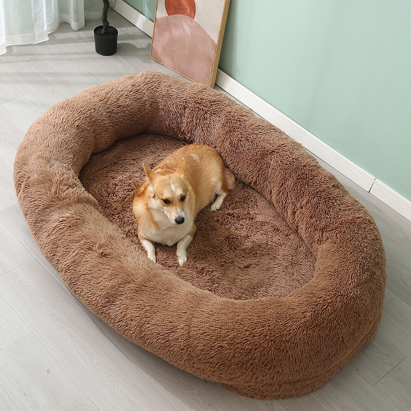 Manufacturer Hot Sale Washable Removable Luxury Giant Large Human Size Scale Fluffy Plush Dog Bed For Large Dog