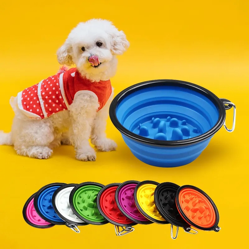 Hot Sale Manufacturer Pet Accessories Dog Outdoor Travel Portable Collapsible Folding Dog Food Water Feeder Travel Outdoor Bowls