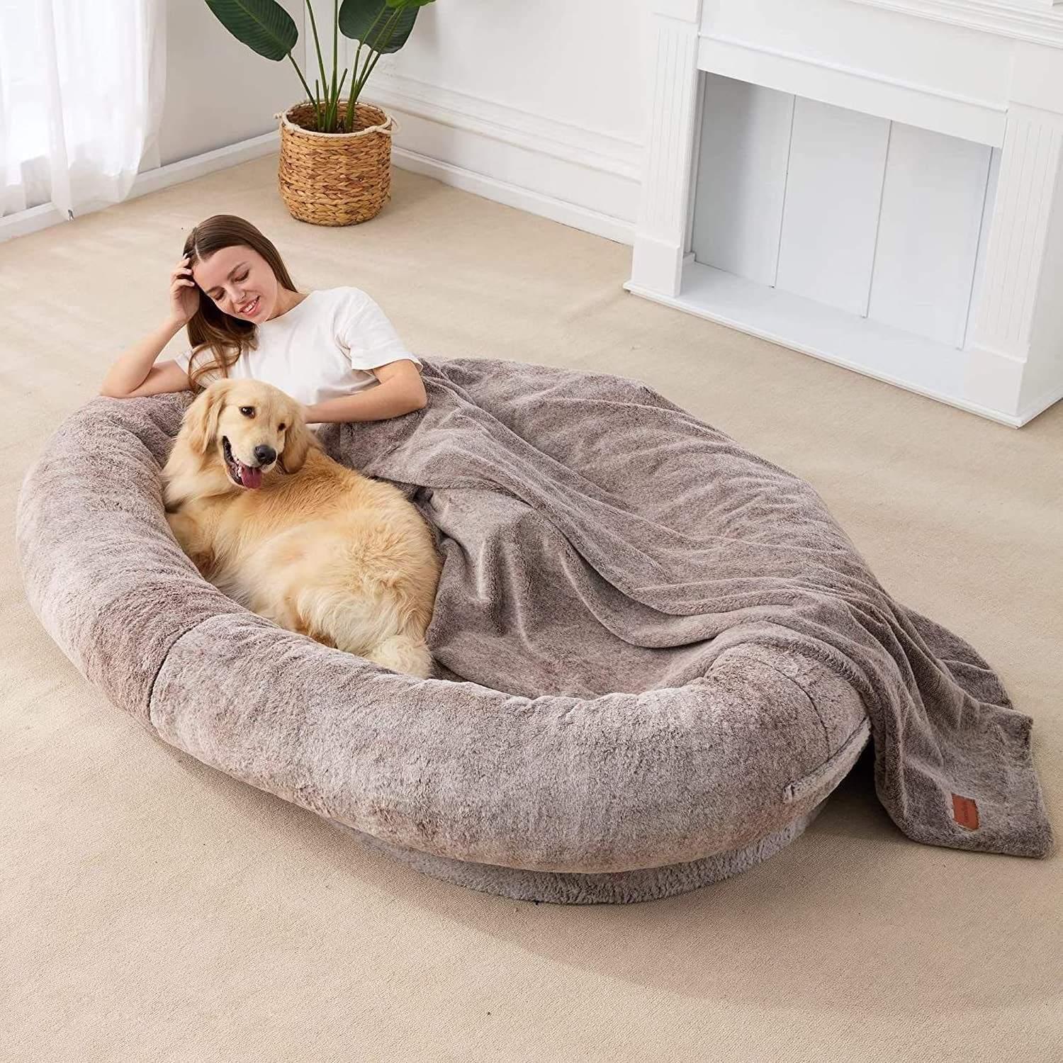 2023 Wholesale Hot Sales Washable Large Human Dog Bed Memory Foam Soft Pet Sofa Bed