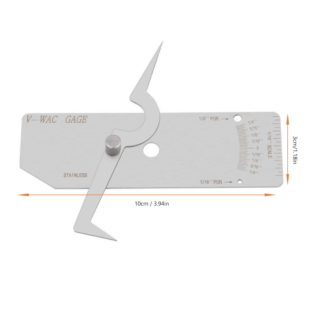 DEM WG016 Stainless Steel V-Wac Single Undercut Type Weld Gage inspection Rulers Welding Gauge