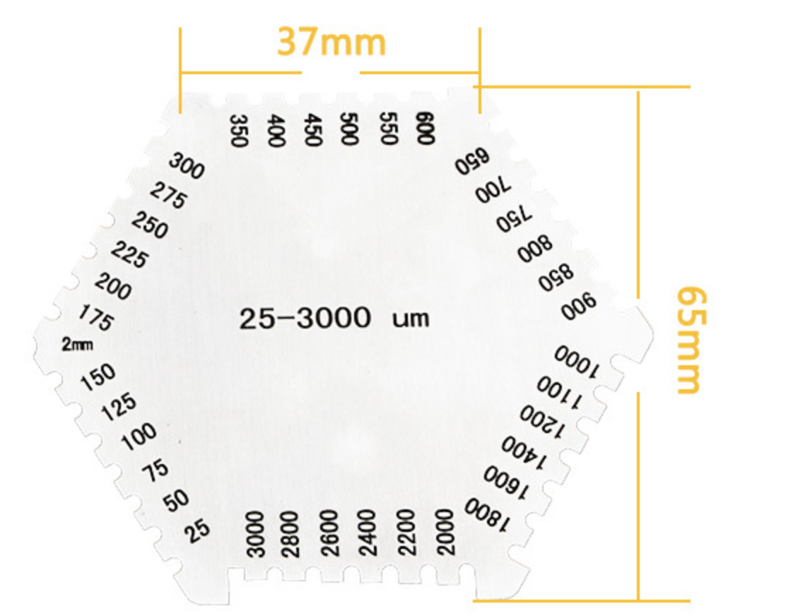 Wet Film 3000 um Comb stainless Steel Wet Hexagonal Gauge  Inspection gage welding gauge