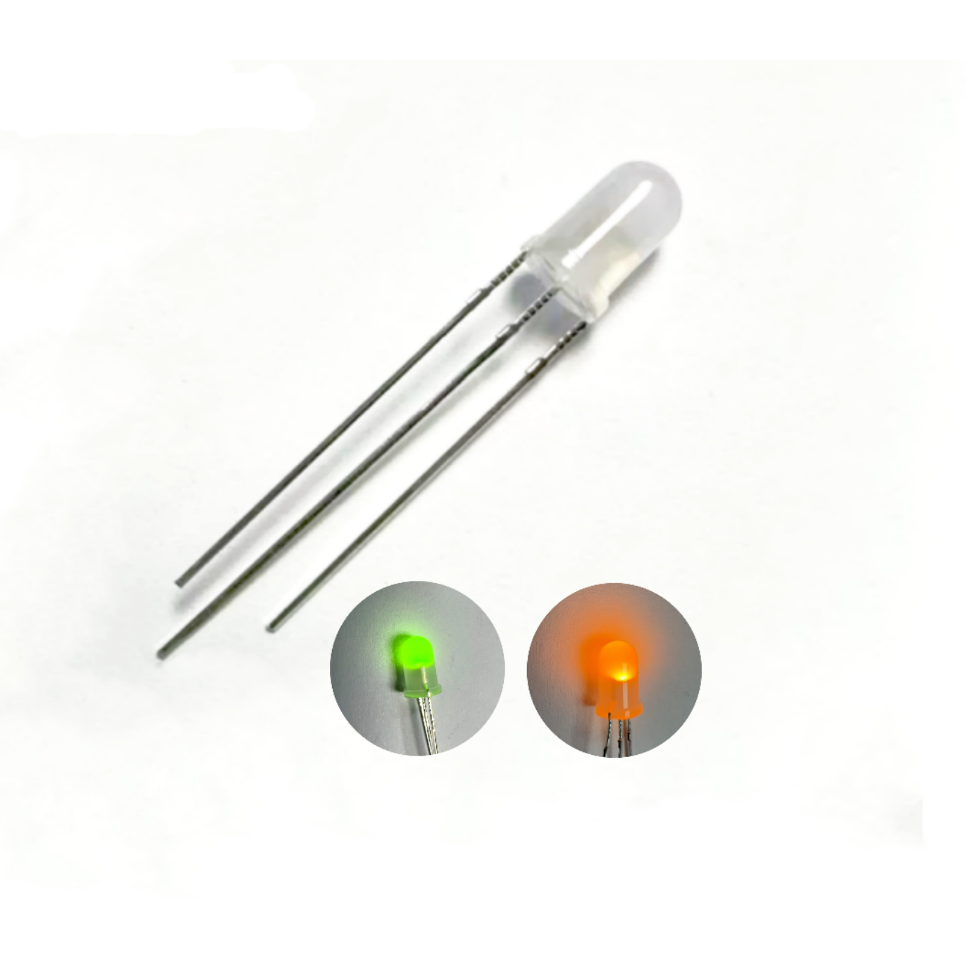 5mm 3pin Dual Color Yellow & Green Yellow Common Cathode Round Diffused Lens with Flange 5mm LED Diode Lamp Bead for indicator