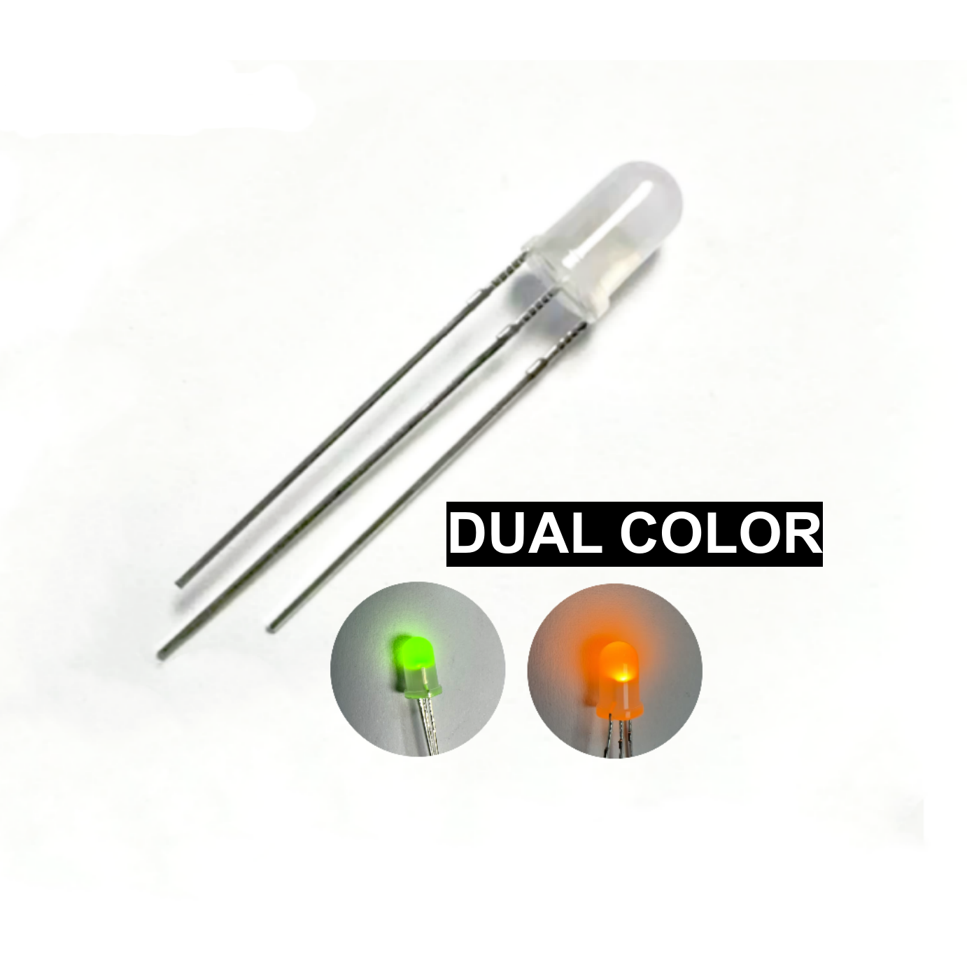 5mm 3pin Dual Color Yellow & Green Yellow Common Cathode Round Diffused Lens with Flange 5mm LED Diode Lamp Bead for indicator