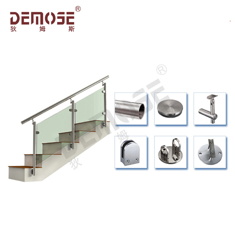 Stair glass railing and stainless steel railing fittings