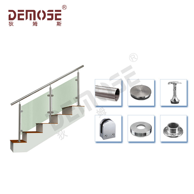 Stair glass railing and stainless steel railing fittings