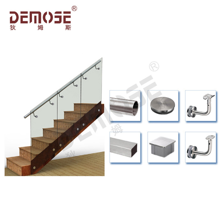 Stair glass railing and stainless steel railing fittings