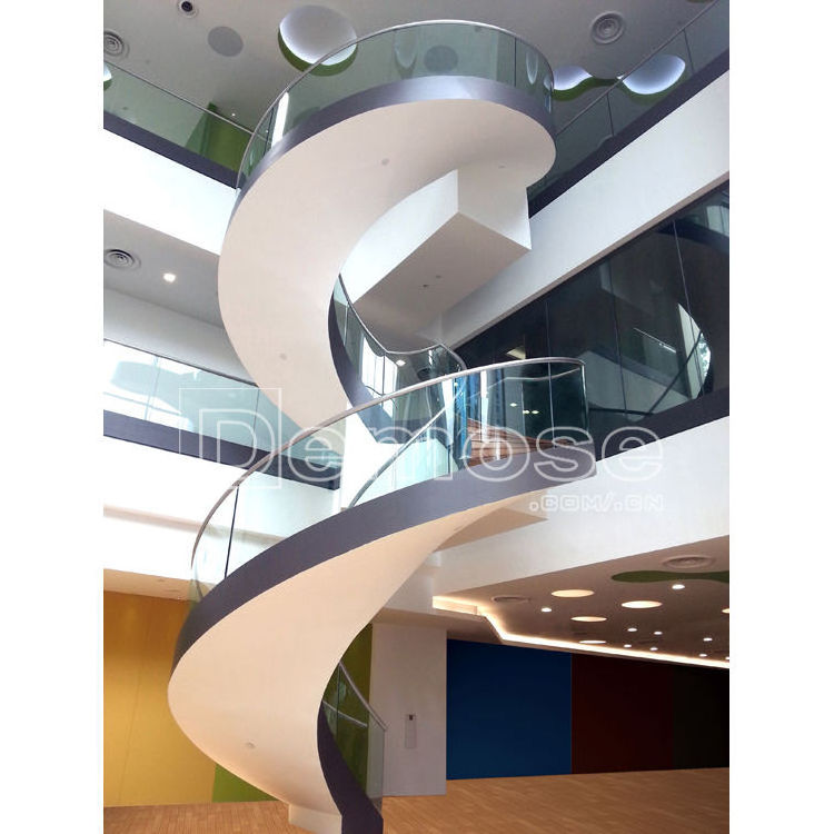 Spiral Staircase With Wood Treads Glass Treads Stair Bracket Stainless Steel Handrail Window Railings Indoor Spiral