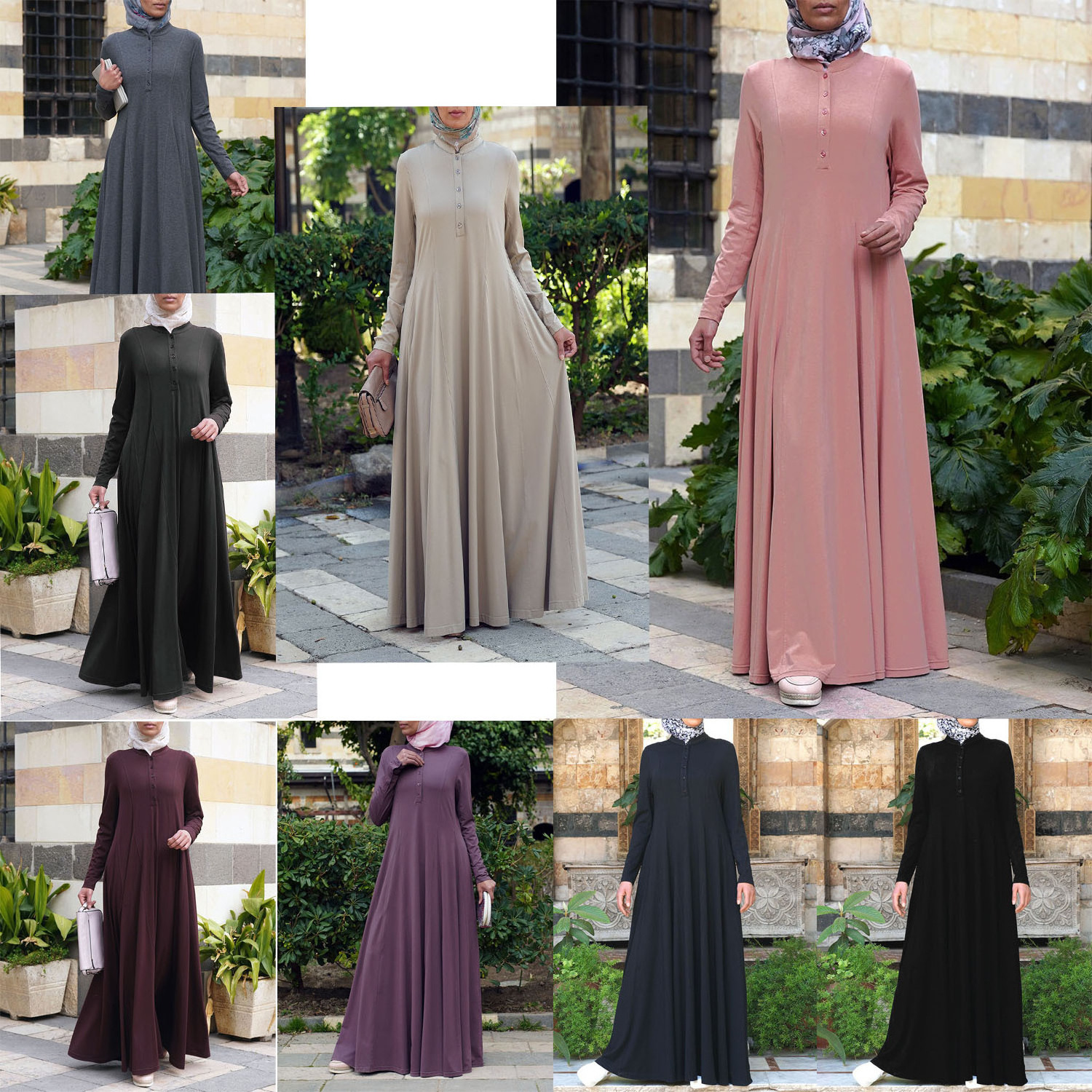 Arab robe Middle East abaya Saudi foreign trade Muslim loose solid color burqa Muslim traditional conservative dress