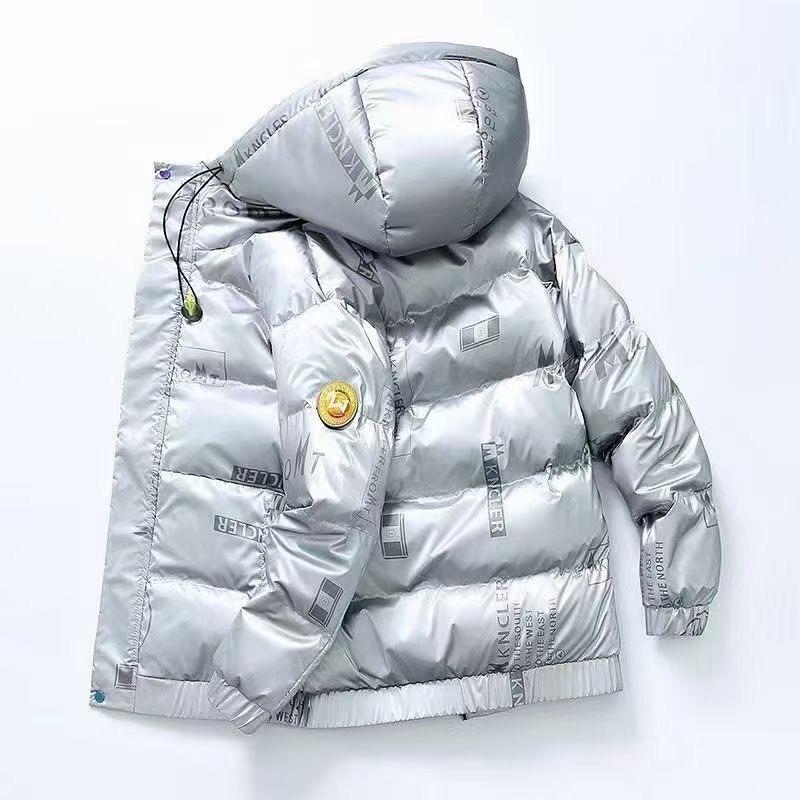 2023 New Winter Fashion Men's Warm Hooded Customized Youth Casual Down Jacket Large Pocket Letter Printed Down Men's Jacket