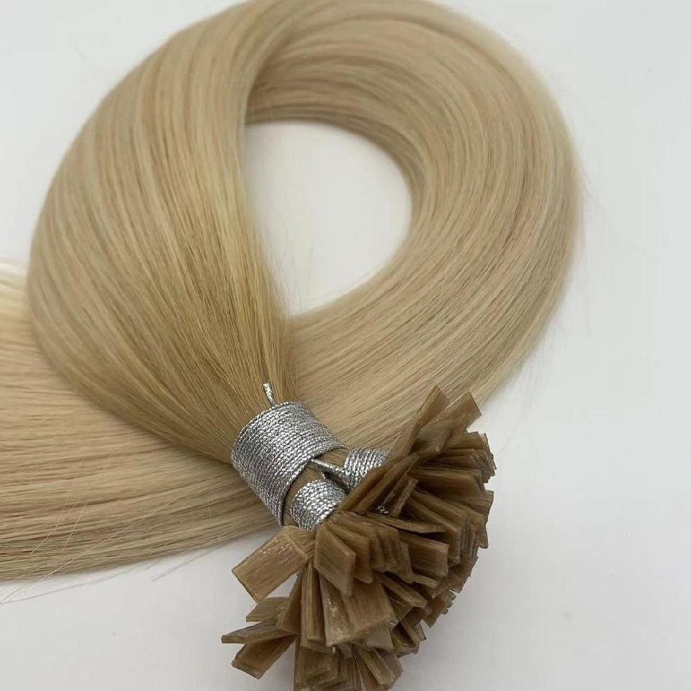 Keratin Flat Tip Hair Extension Cuticle Aligned Remy Russian Human Hair F Tip Hair Extension