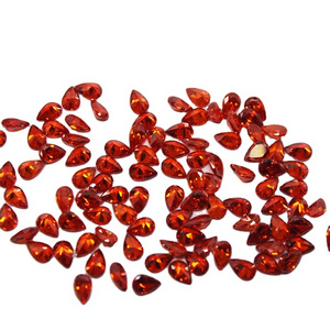 synthetic gem for sale pear cut orange red cz stone