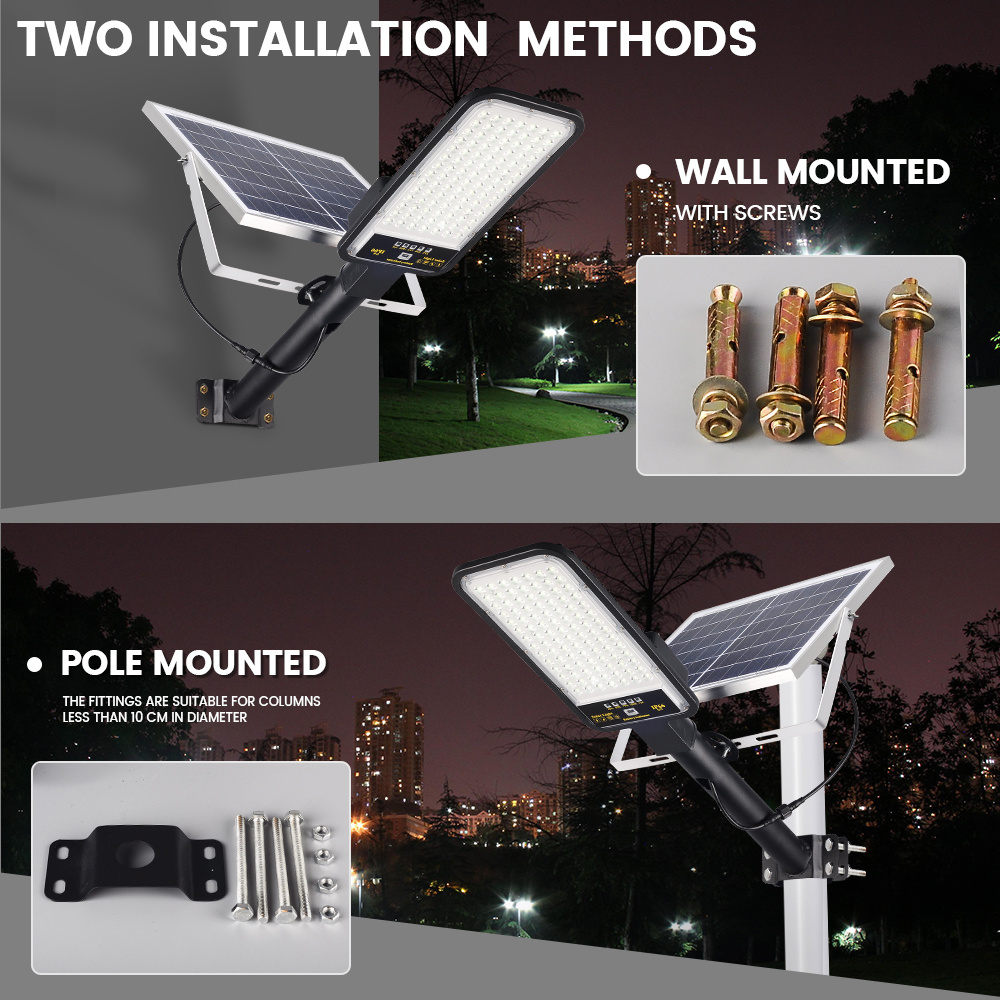 Dingdian LED Solar Lamps Waterproof Solar Powered Body Motion Sensor Induction Led Street Light with Pole 100 White 200W DC 6V