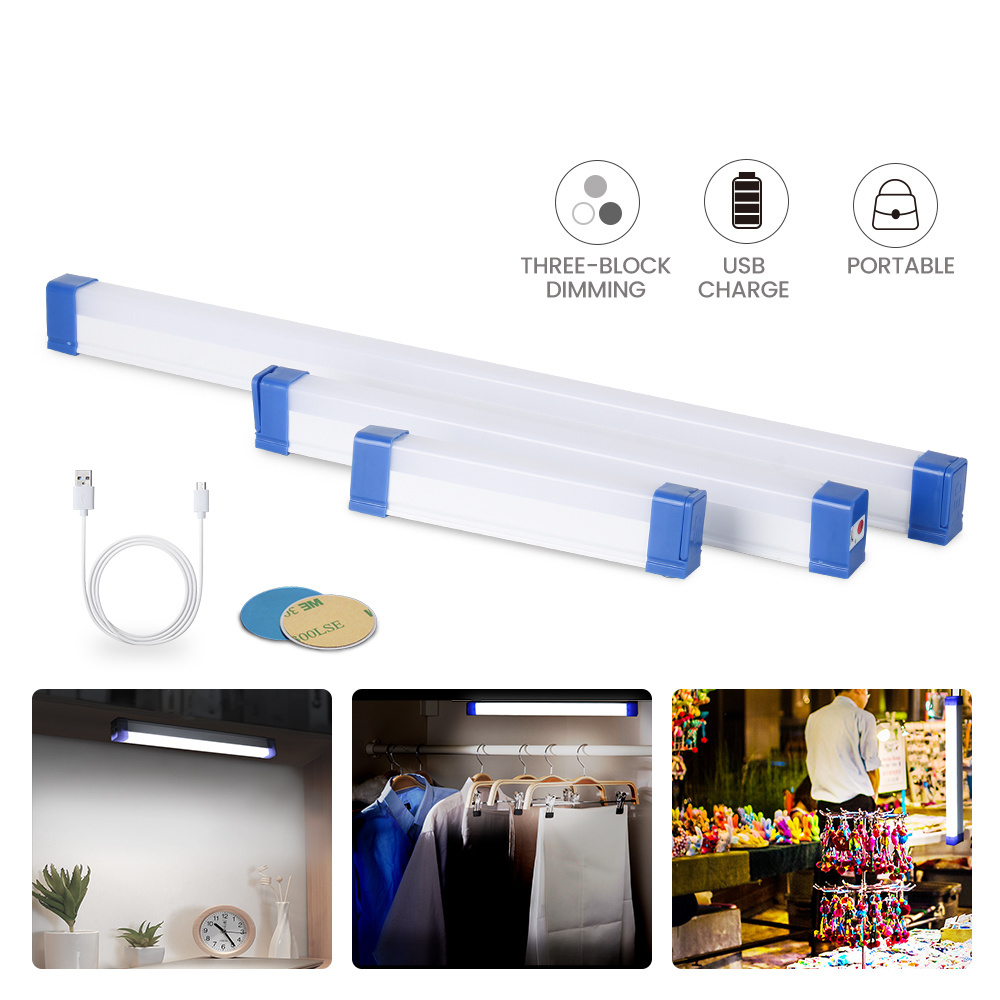 NEW 18650 Battery Powered LED Tube Light Stick Portable Night Market Cabinet Emergency Lighting USB Rechargeable Wardrobe Lights