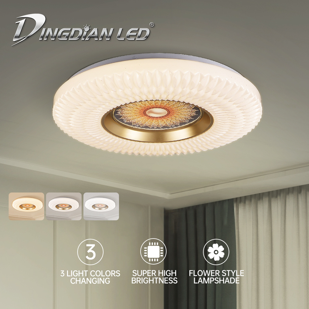 High quality flower ceiling light 96w indoor tri-colors modern led ceiling light design for living room