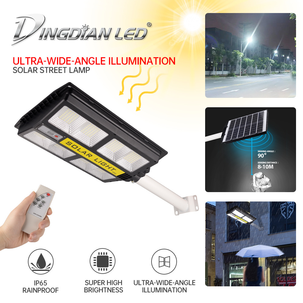 Dingdian LED 200w ABS solar garden light motion senson &remote control outdoor integrated all in one solar power street light