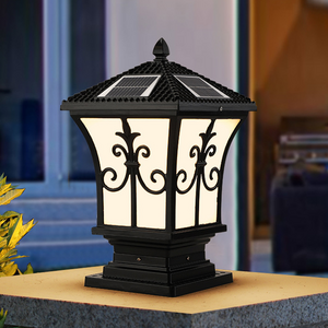 Solar Lantern 3 Light Color Black Golden Shell Remote Control Die-casting Aluminum Antique Style for Garden