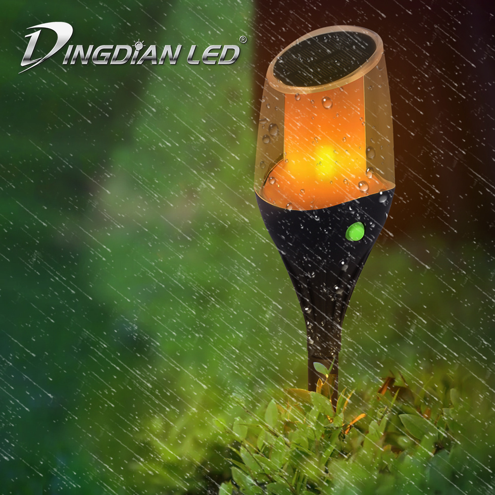 Dingdia LED Solar Flame Light Outdoor Waterproof IP65 Night Light 12v Lawn Projection Lamp Solar Lights With Flickering Flames