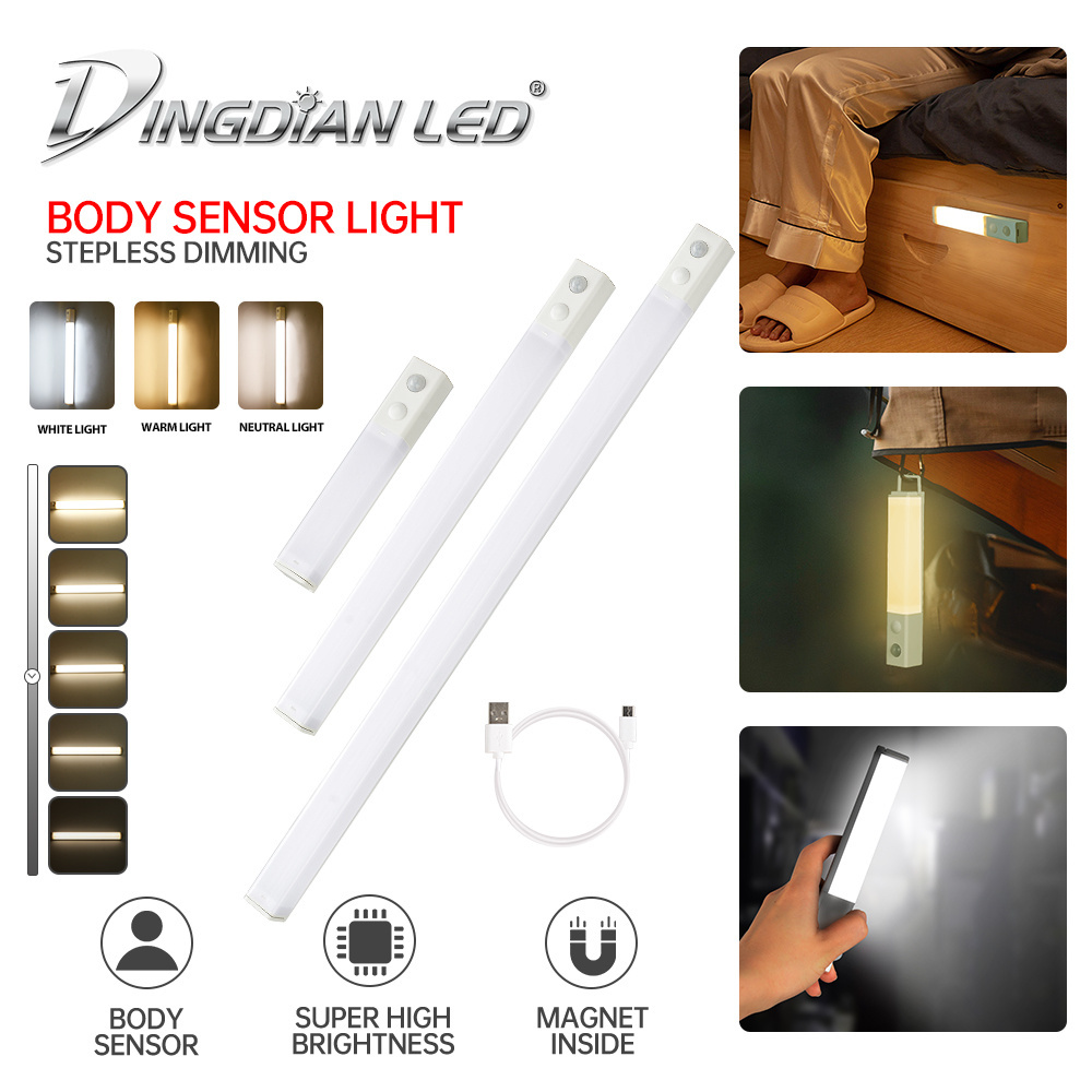 Dingdian LED Closet Light Motion Sensor Under Cabinet Light Super Bright USB Rechargeable Magnetic Adhesive LED Night Light