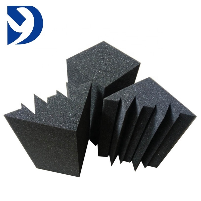 Wholesale Self adhesive Black Sound insulation PU foam Corner shape Bass trap Acoustic foam for music studio