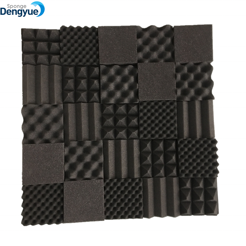 Black wavy sound proof pad rubber foam soundproofing home studio