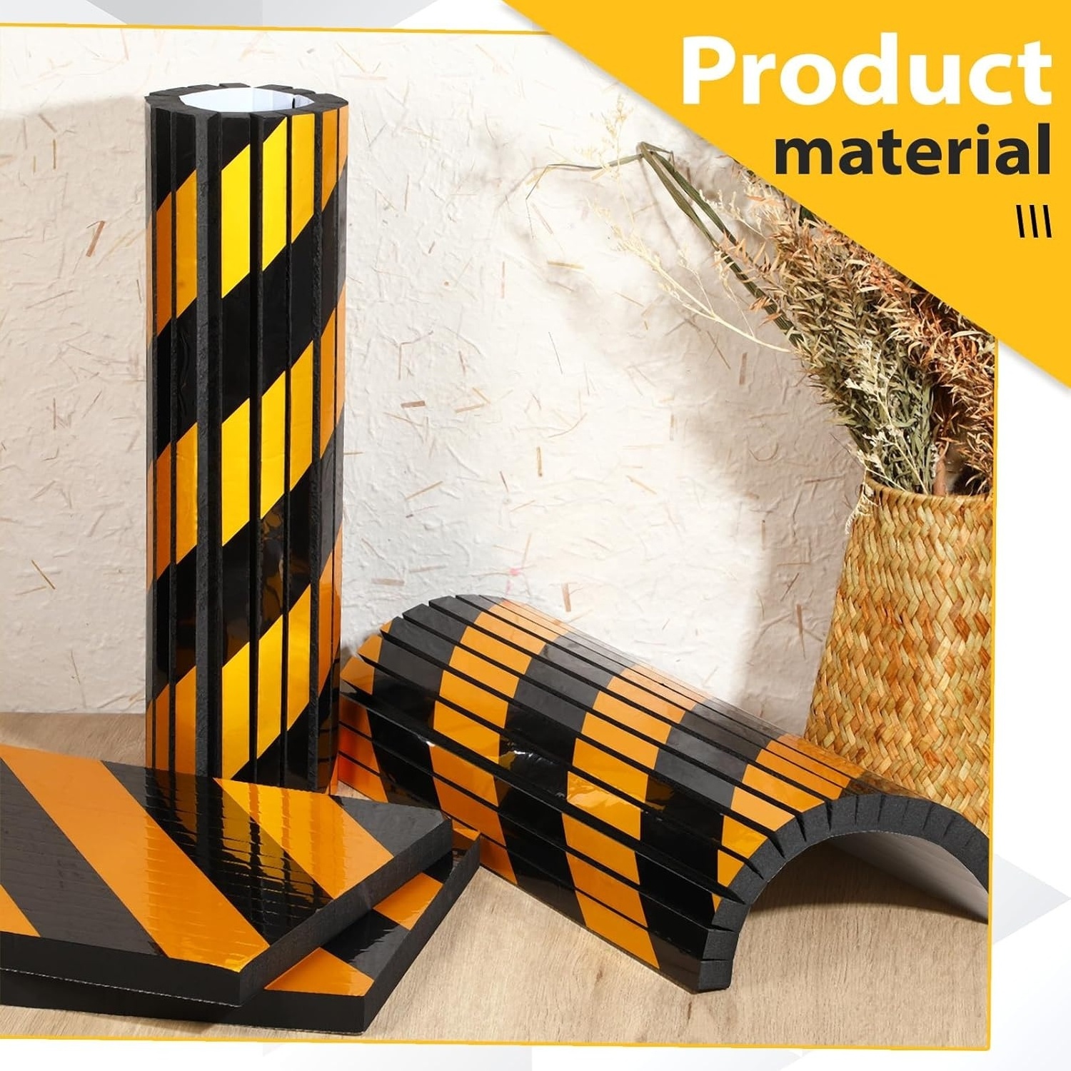 Vehicle Parking Corner Garage Pole Padding for Garage Parking Lot, Black Yellow,4 Pack Pole Guard