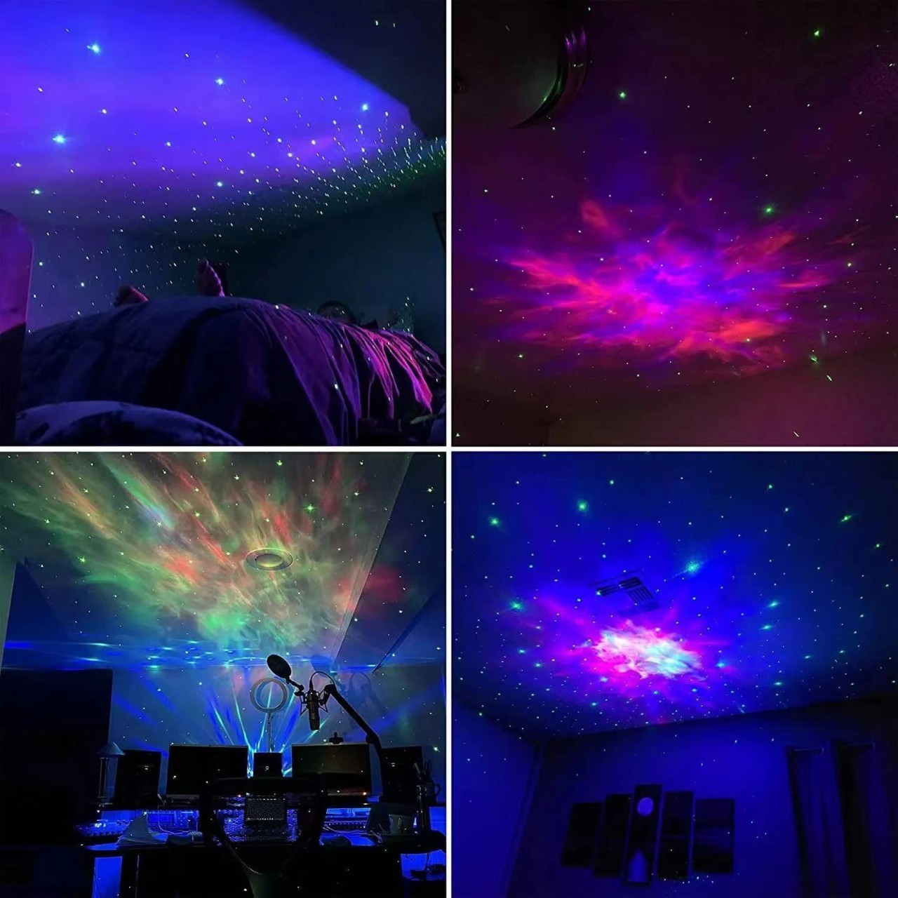 Smart Home LED Night Ceiling Light with Cloud Sky Aurora Starry Star Galaxy Projector Plastic Table Lamp for Bedroom