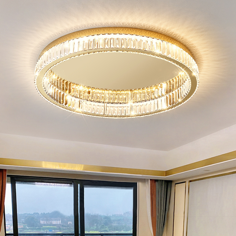 Nordic round luxury k9 crystal multi-sized high quality modern ceiling lamps led lights for home ceiling