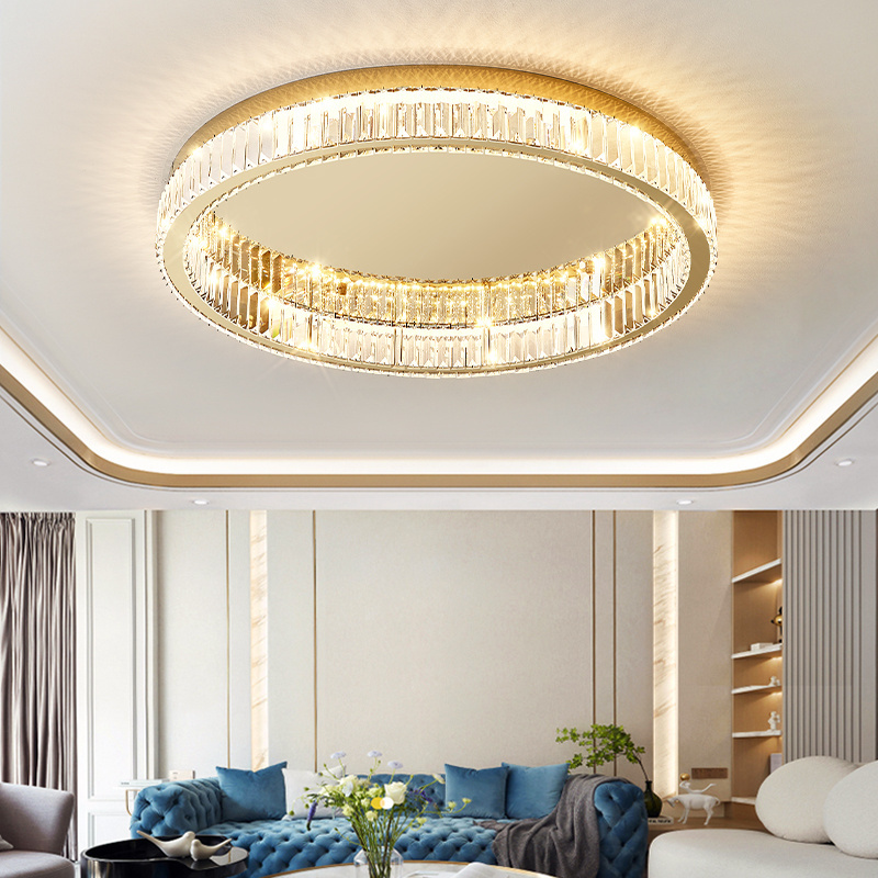 Nordic round luxury k9 crystal multi-sized high quality modern ceiling lamps led lights for home ceiling