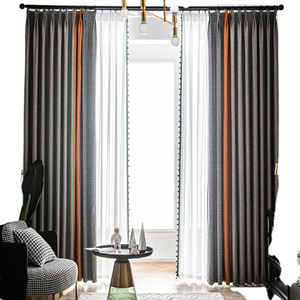 Nordic contracted thousand bird case patchwork curtain living room shading jacquard patchwork curtain