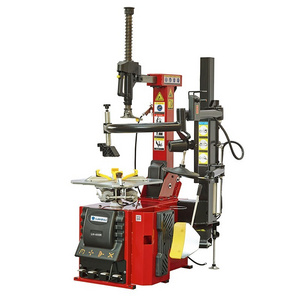 Automatic tyre changer with tilting back post with right help arm for low profile and run flat   tire removal machine