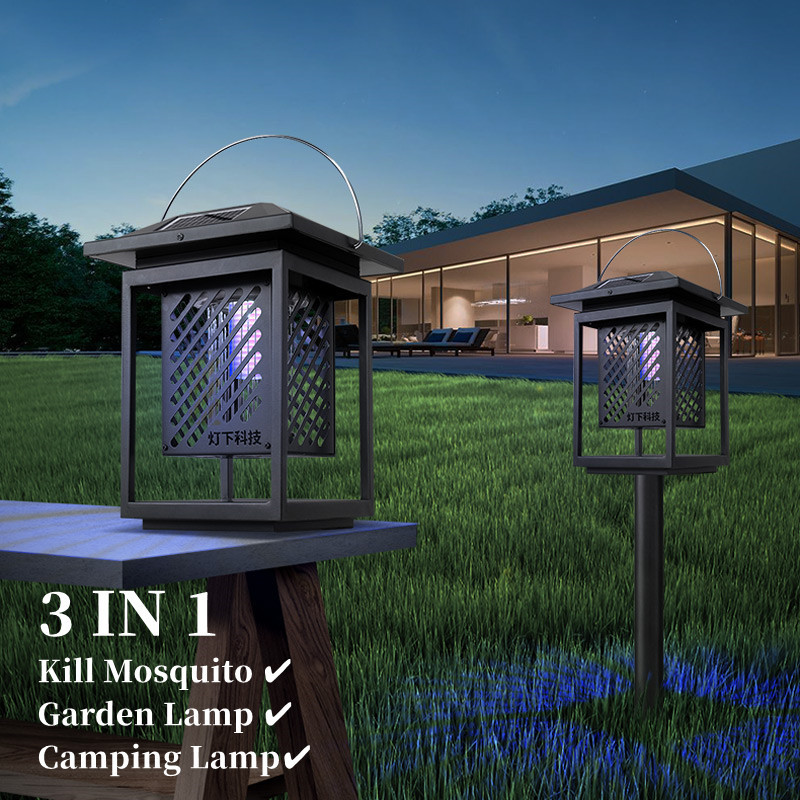 waterproof Outdoor Solar Powered Cordless garden LED Mosquito Zapper Light Mosquito Killer Lamp