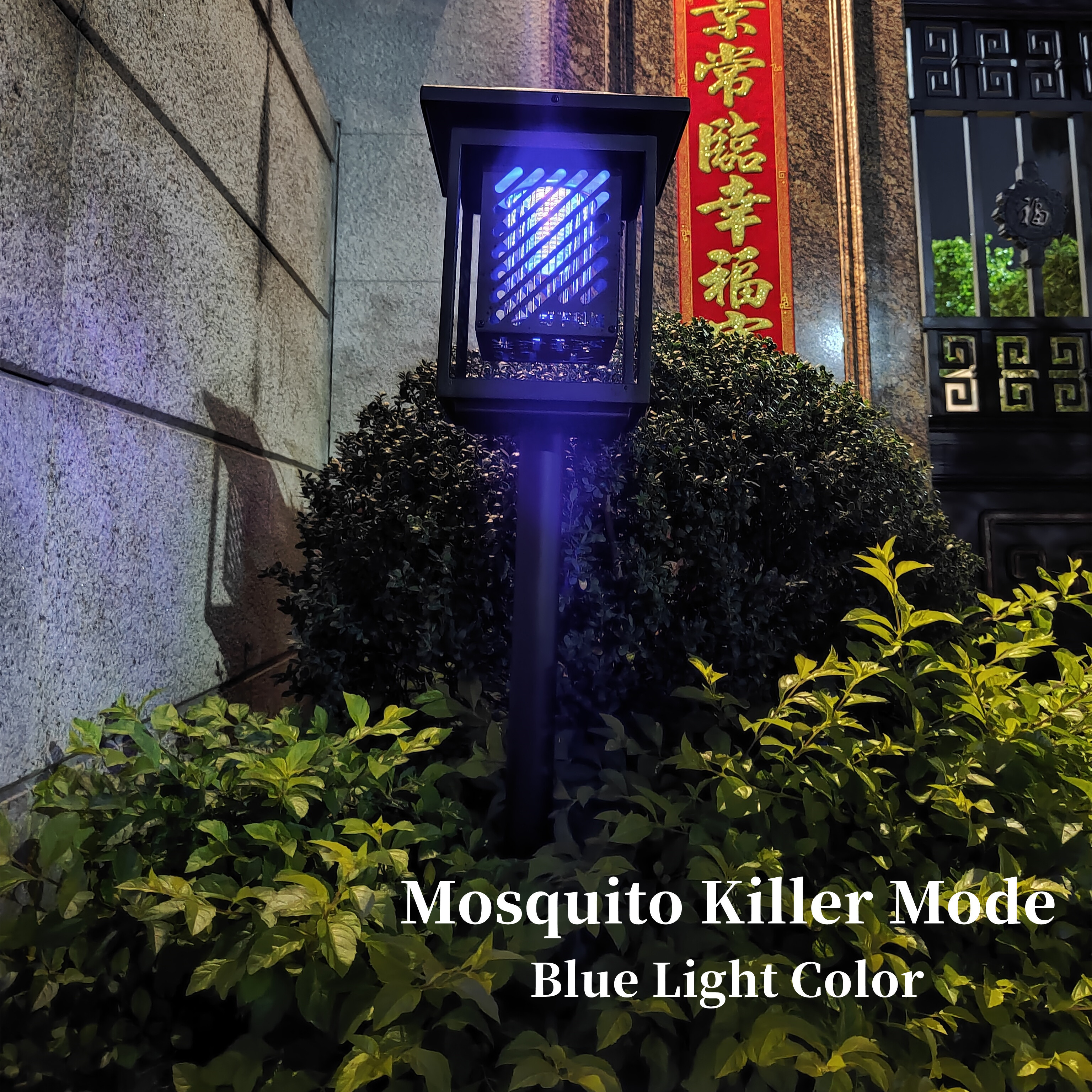 waterproof Outdoor Solar Powered Cordless garden LED Mosquito Zapper Light Mosquito Killer Lamp