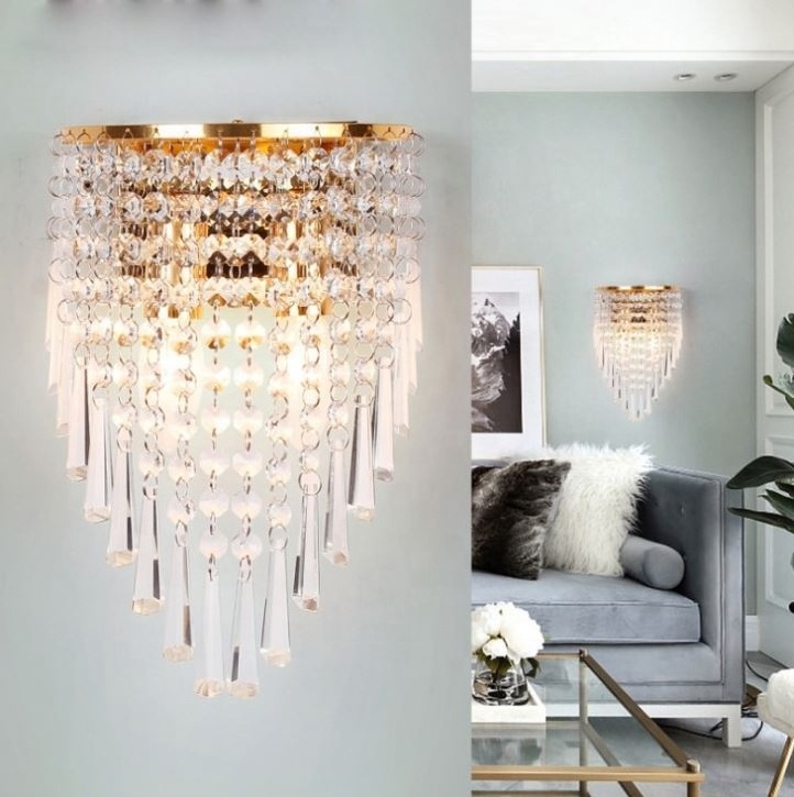 Living Room Decoration Luxury Crystal Metal Wall Sconce Bedroom Headboard Wall Mounted Lights E14 Indoor Lights Wall Luminaire