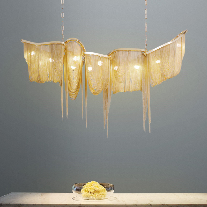 post modern pendant lighting fixture luxury hanging lights large long aluminium tassel atlantis chain chandelier