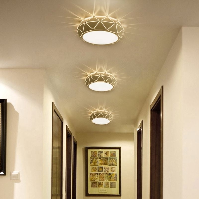 New nordic minimalist remote dimmable creative laser cut shade shadow LED ceiling light for hallway wall living room