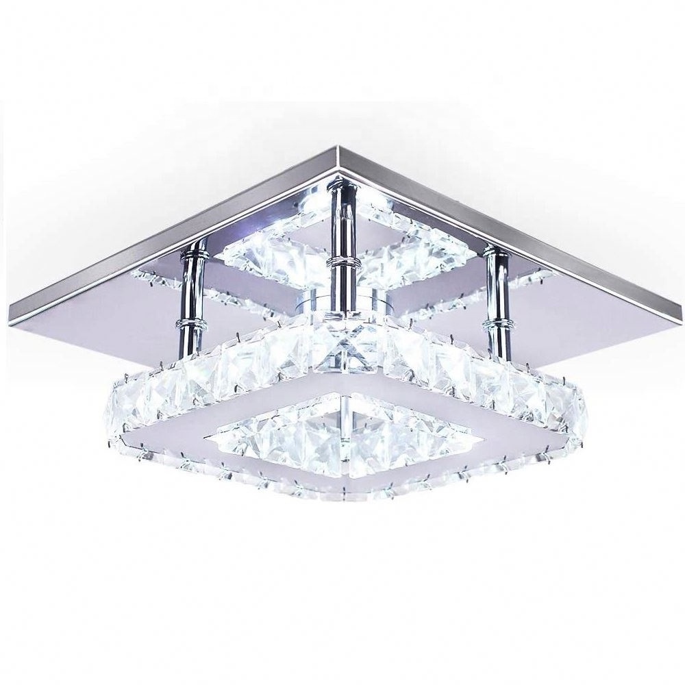 2021 Modern Mini Led Chandelier Semi Flush Mount Chrome Crystal Lighting Ceiling Crystal Lamp for Bedrooms Dinning Rooms Hallway