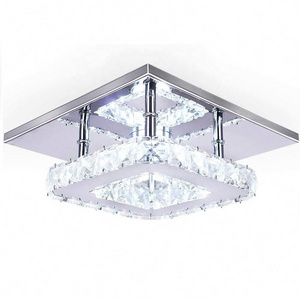 2021 Modern Mini Led Chandelier Semi Flush Mount Chrome Crystal Lighting Ceiling Crystal Lamp for Bedrooms Dinning Rooms Hallway