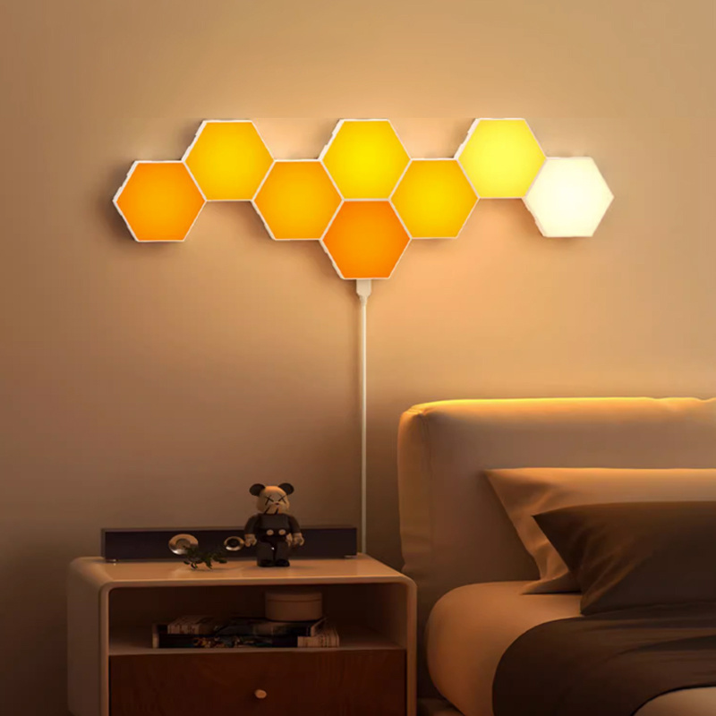 Custom Diy Mood Hexagon Led Lights Magnetic Remote Control Smart Home Wall Panels Touch Sensitive Gaming Rgb Night Lights