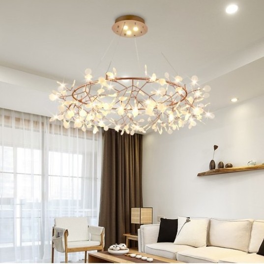 Nordic Postmodern Fancy Lighting Modern Luxury Crystal Flower Firefly Sputnik Firefly Chandelier Lighting Fixture Ceiling Light