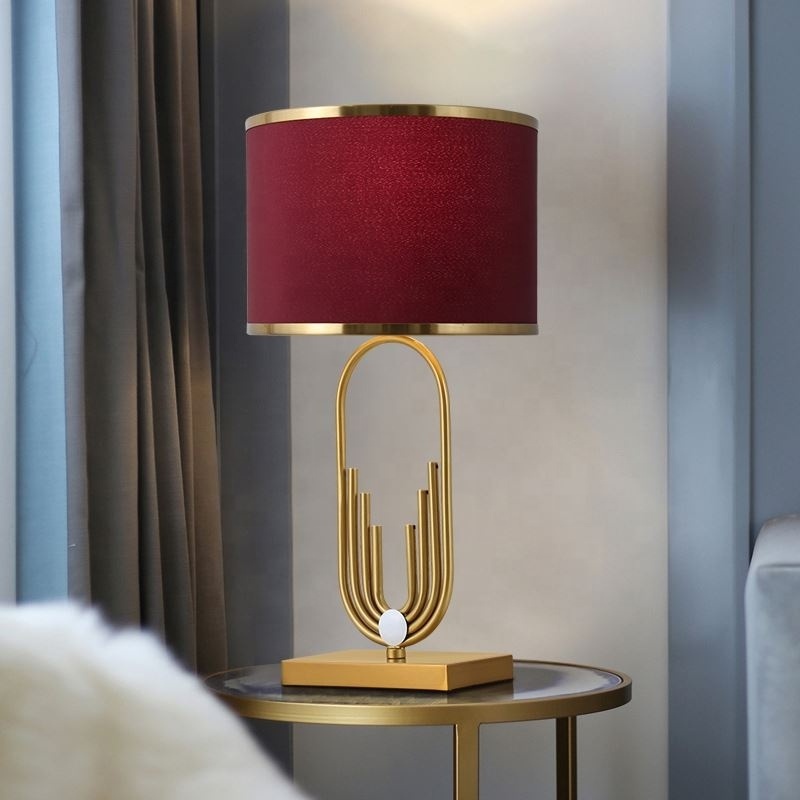 2021 Hotel luxury modern black fabric lamp shade desk lamp home decorative night light bedside table lamp