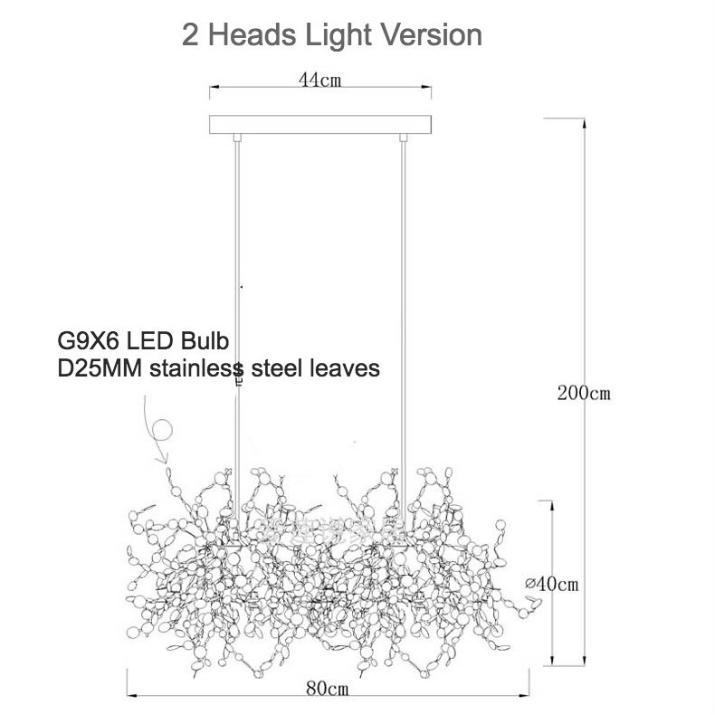 Home Hotel Hanging Lighting DIY Handmade Stainless Steel Chandelier Pendant Lights Modern Art Leaf LED Chandelier Light