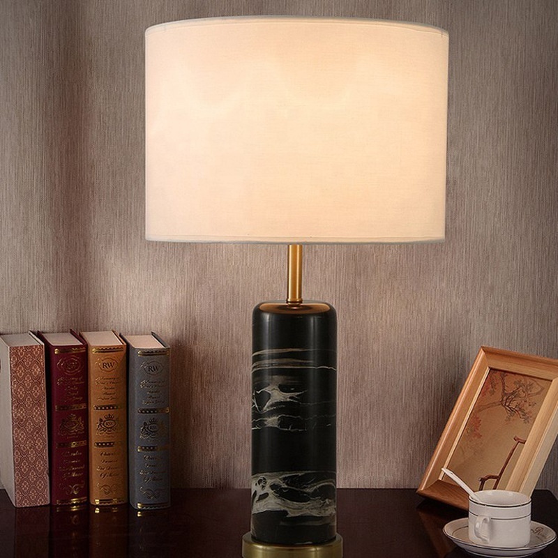 2021 Modern luxury black marble bedroom exhibition hall decor table lamp