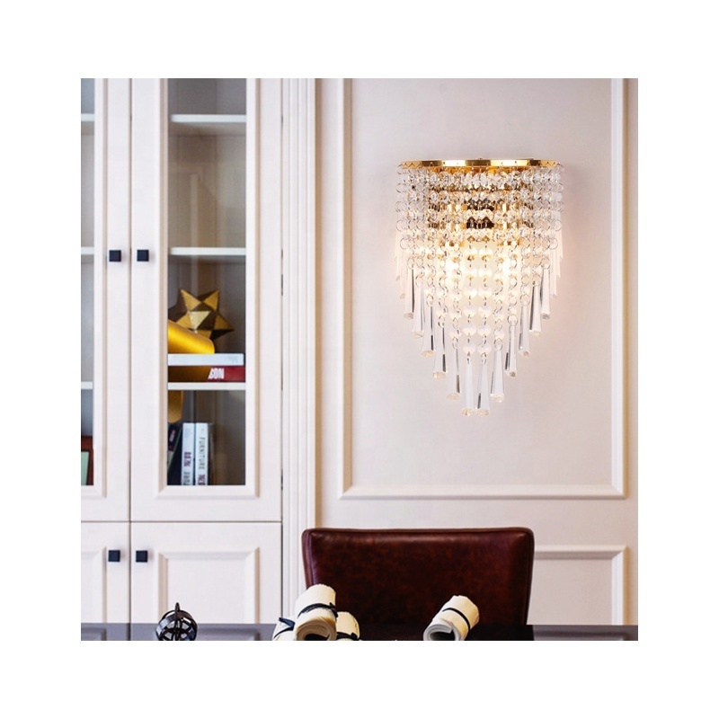 Living Room Decoration Luxury Crystal Metal Wall Sconce Bedroom Headboard Wall Mounted Lights E14 Indoor Lights Wall Luminaire