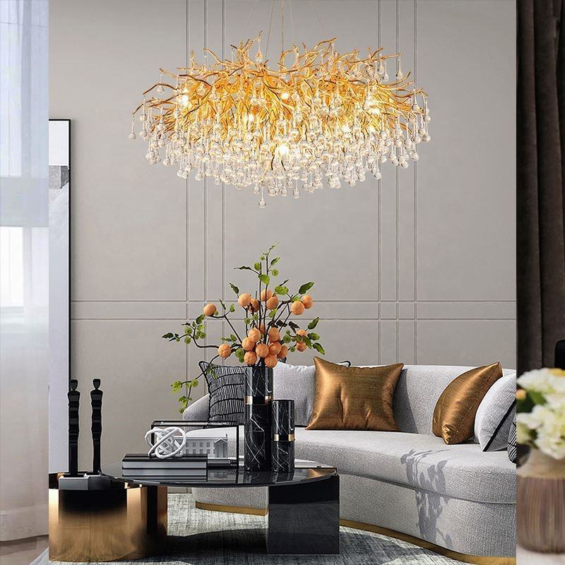 Luxury Home Decoration Living Room Hang Lamp K9 Crystal Lobby Modern Led Crystal Chandelier Lighting Pendent Light Pendant Lamp