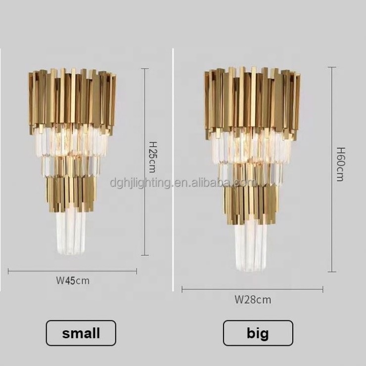 2021 Modern bedside golden Double-layer decorative lighting sconce indoor led gold wall lamps crystal wall light for home