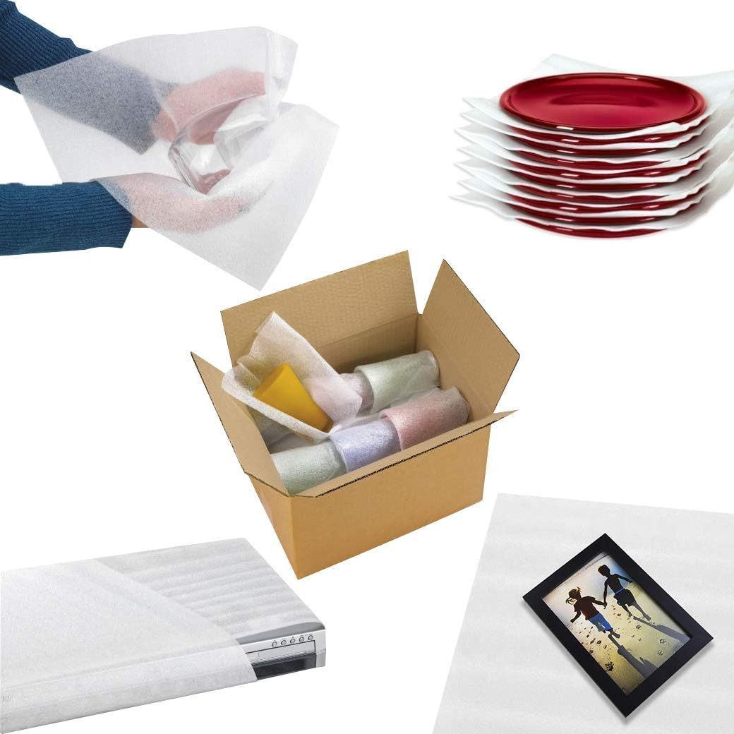 100 Pack Premium Cushioning Foam Wrap Sheets  Packing Foam Sheets for Fragile Items and Moving Supplies for Dish Packing