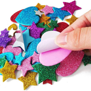 Custom die cut vinyl base colorful glittered eva foam stickers