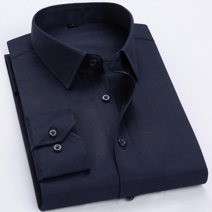 Men's factory wholesale high quality long sleeve shirts non-iron wrinkle free solid office men button down dress shirts