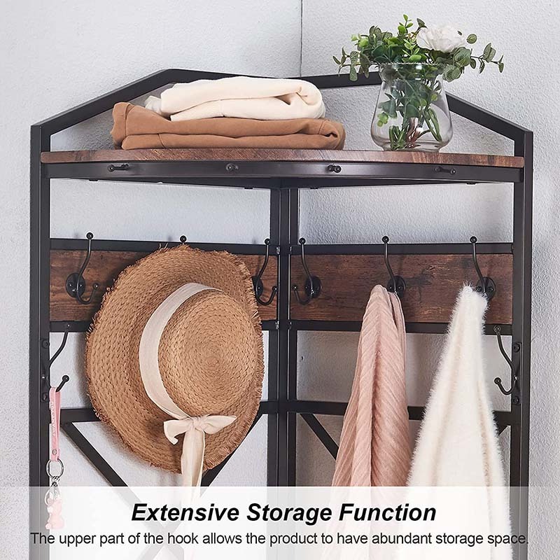 2023 Living Room Furniture Coat Rack with Storage Cabinet Free Standing Wood Metal Hooks and Frame